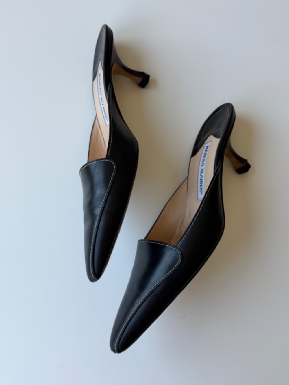 Manolo Blahnik Vintage black leather mules, IT 38.5 - Picture 9 of 12